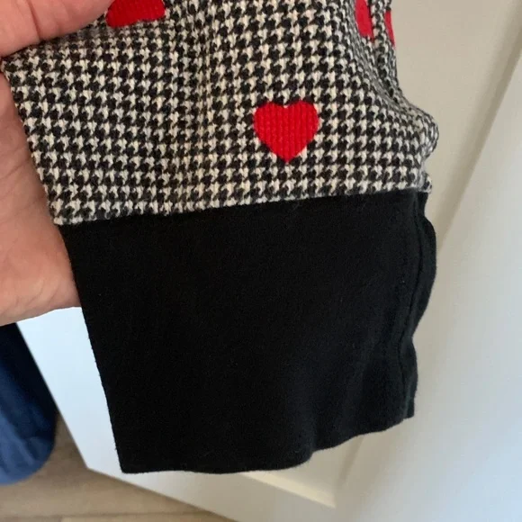 Victoria's Secret Black & White Houndstooth Pajama Top bottom Red Heart Print - Picture 5 of 11